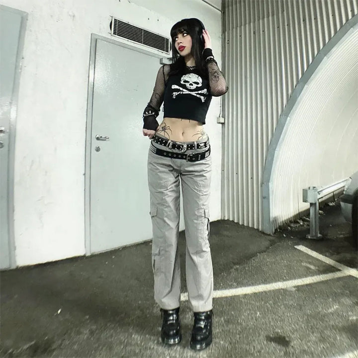 Punk Skull Camisole - Grunge Crop Top