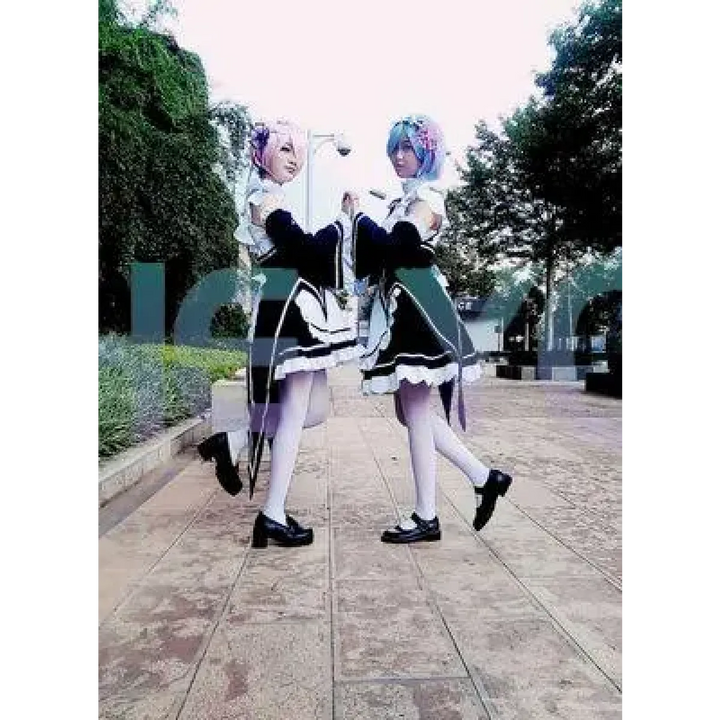 Ram Rem Cosplay Costume - Re:Zero Kara Hajimeru Isekai Seikatsu - Black Maid Outfit