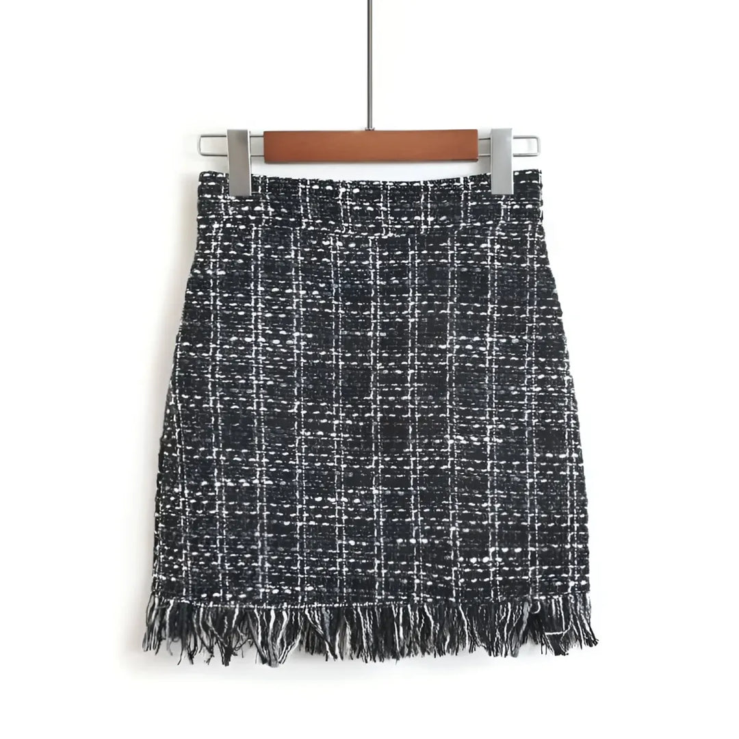 Retro Style Woolen Mini Skirt