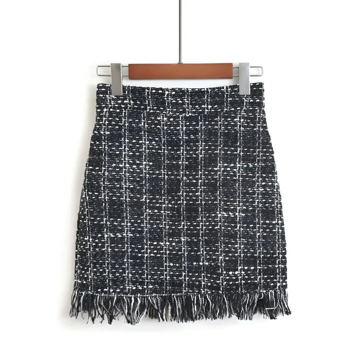 Retro Style Woolen Mini Skirt