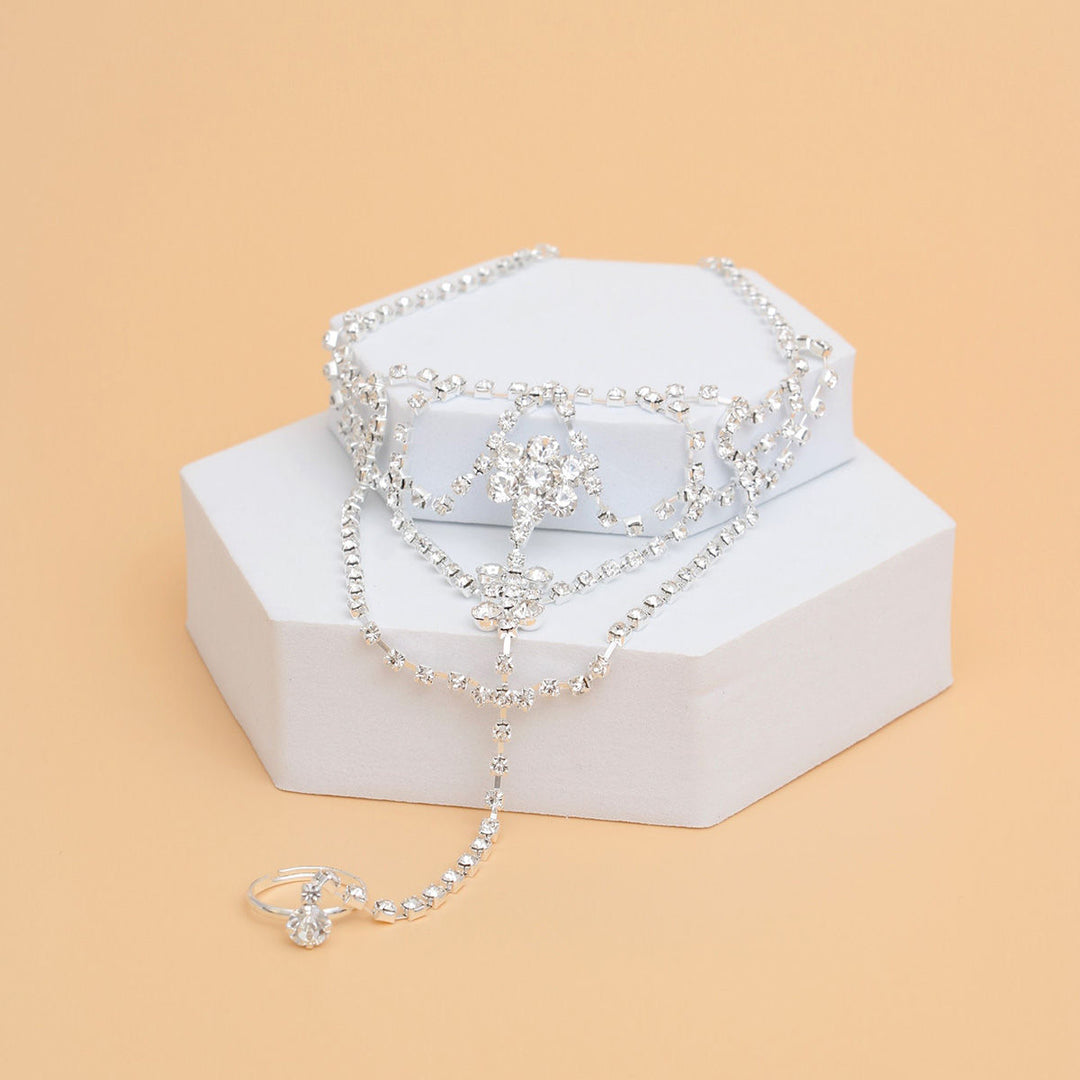 Ankle Chain Silver Rhinestone Toe Ring for Women