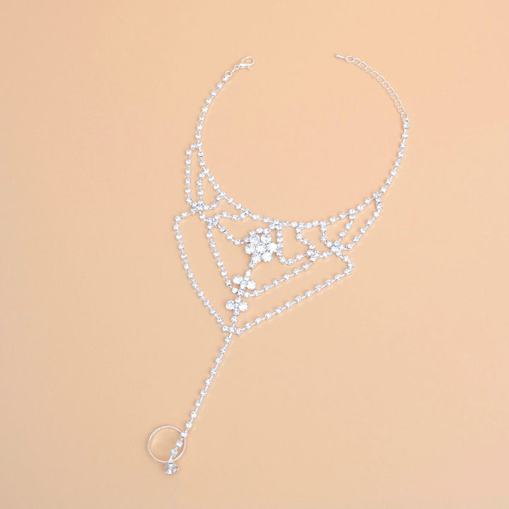 Ankle Chain Silver Rhinestone Toe Ring for Women
