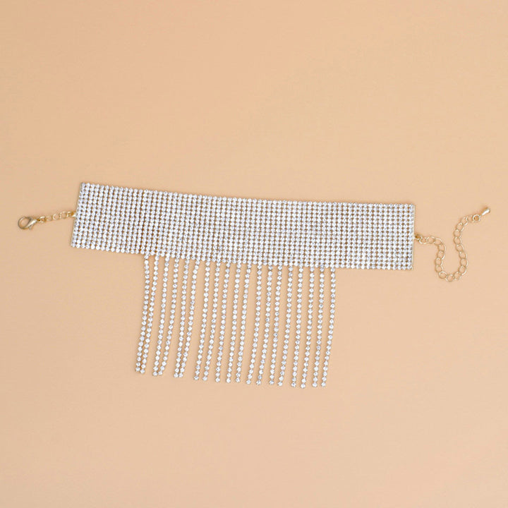 Anklet Gold Rhinestone 16 Line Fringe for Women