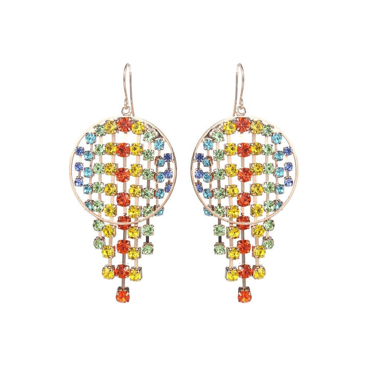 Rainbow Fringe Circle Earrings