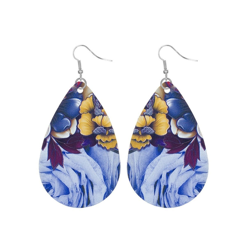 Various Flower Printed Teardrop Earrings