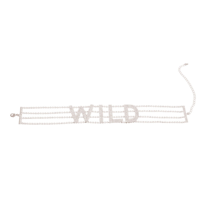 Silver WILD 4 Row Rhinestone Choker