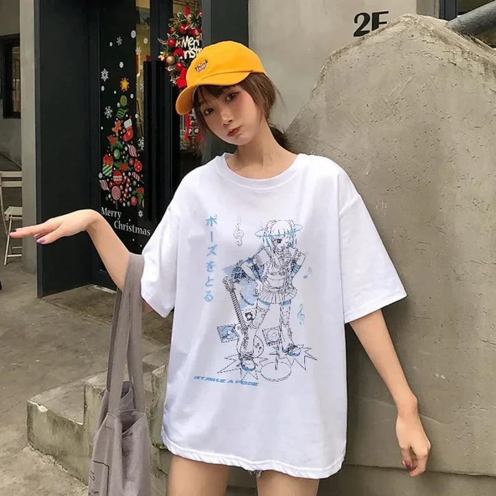 Rockstar Anime Girl Oversized Tee