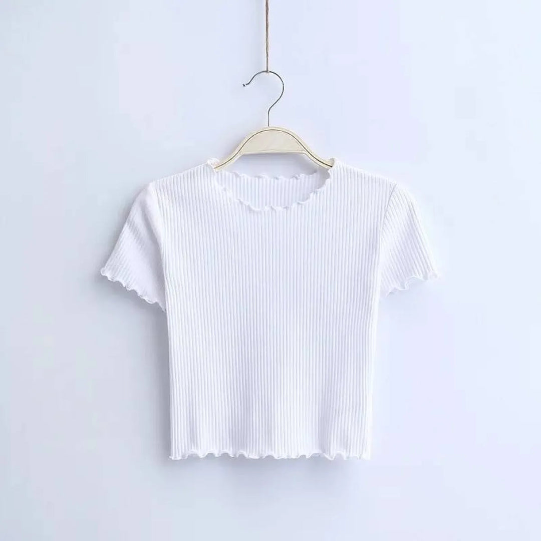 Ruffle Trim Crop Top