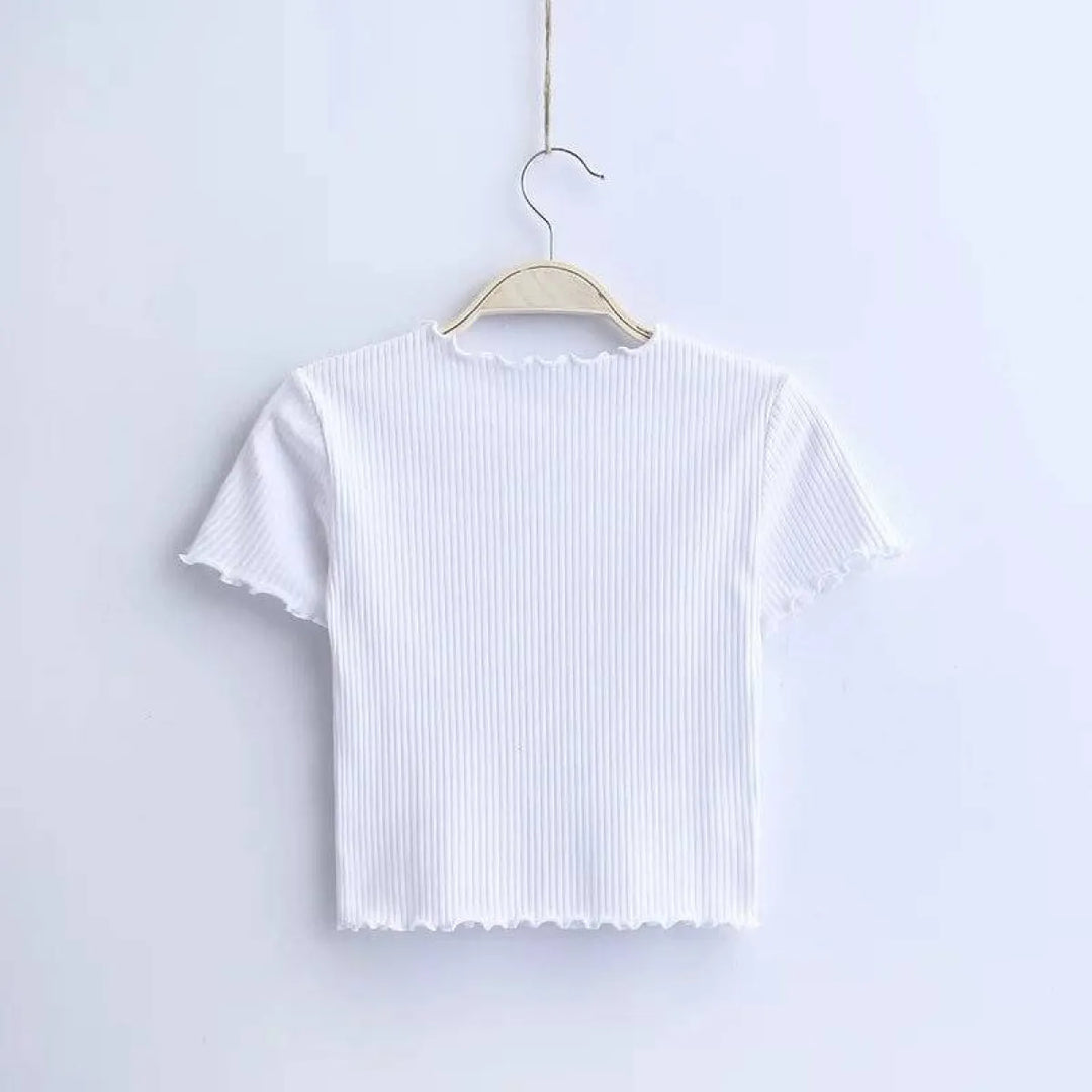Ruffle Trim Crop Top