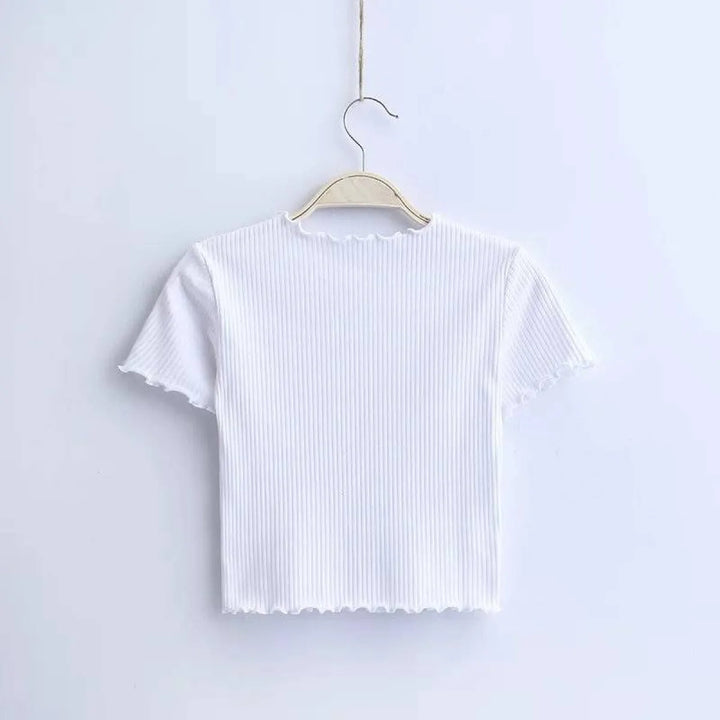 Ruffle Trim Crop Top