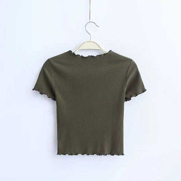 Ruffle Trim Crop Top