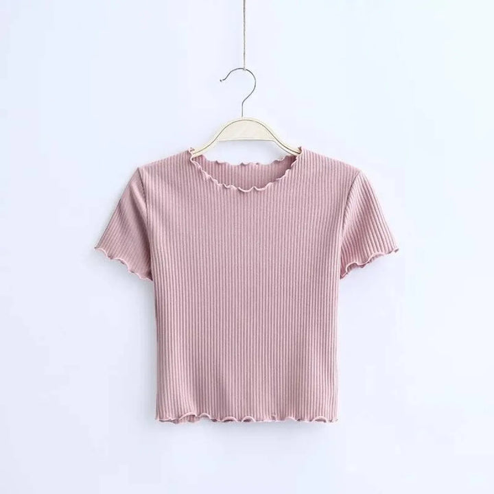 Ruffle Trim Crop Top