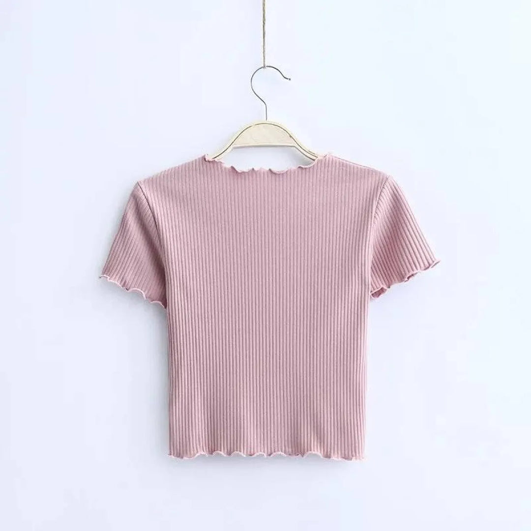 Ruffle Trim Crop Top