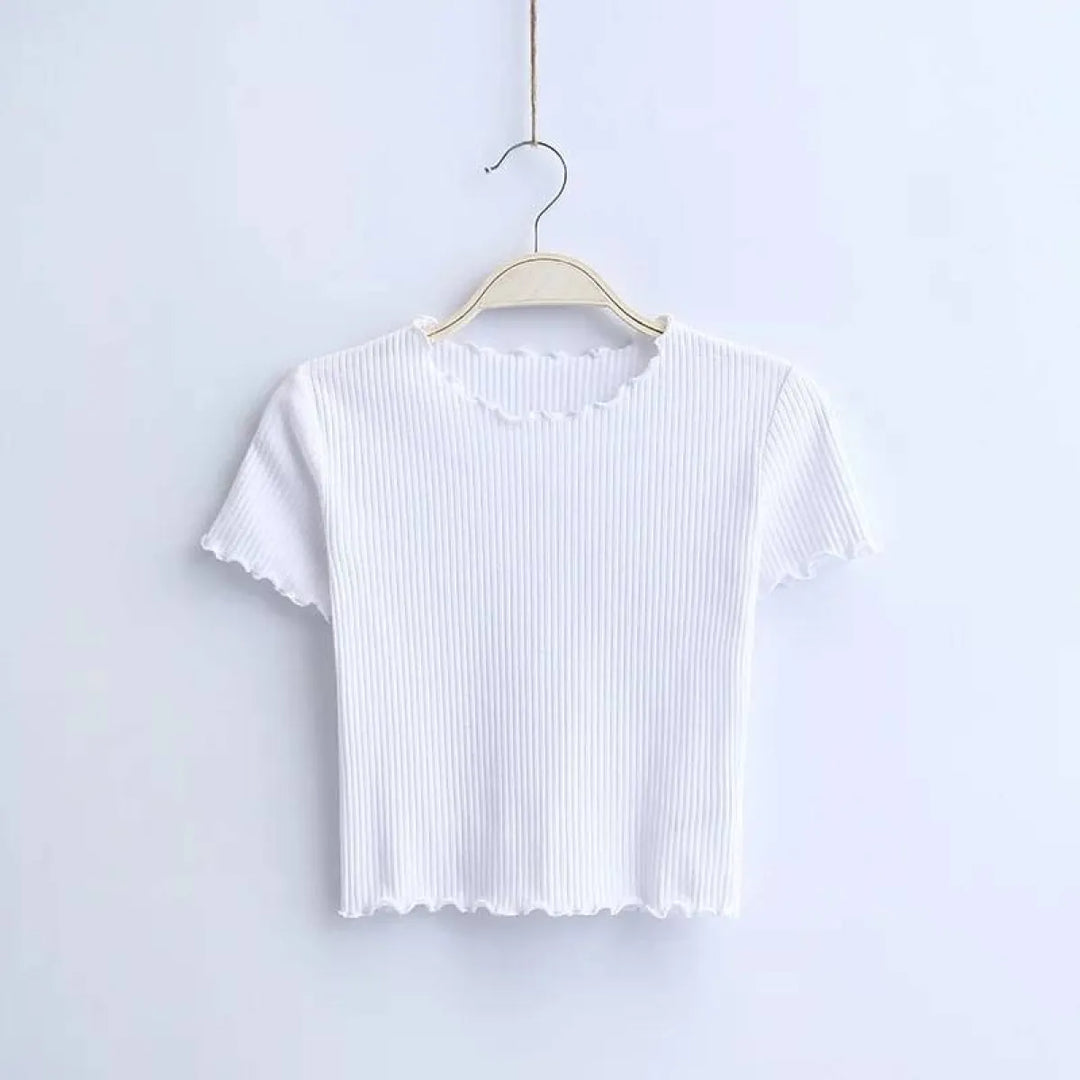 Ruffle Trim Crop Top