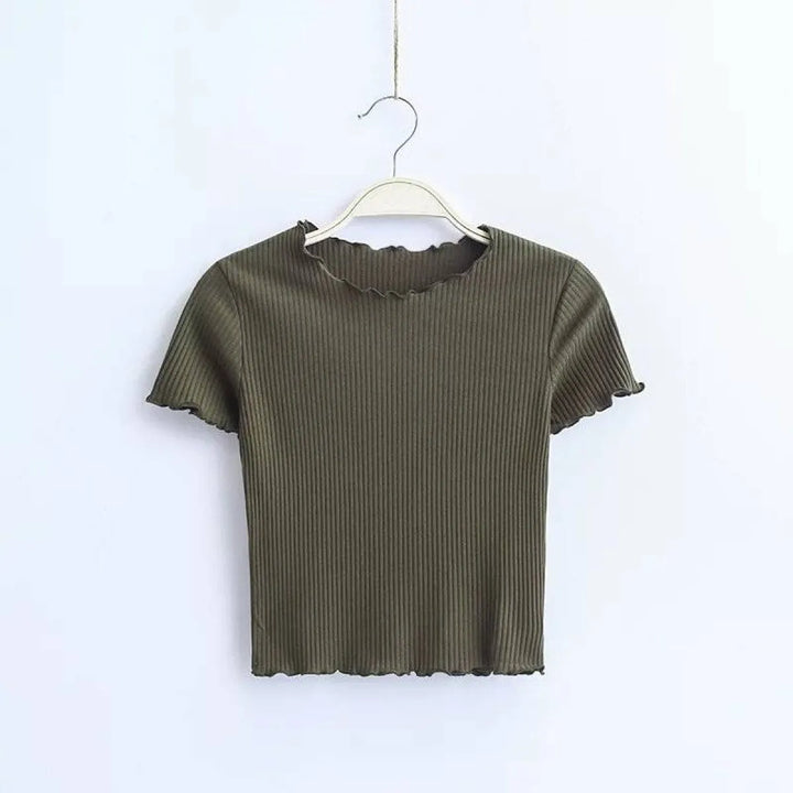 Ruffle Trim Crop Top