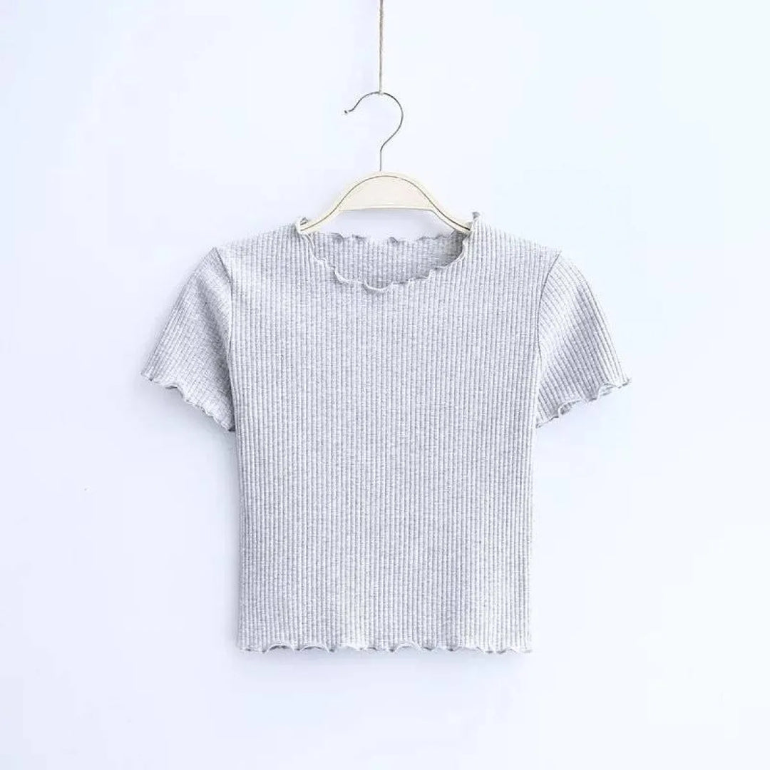 Ruffle Trim Crop Top