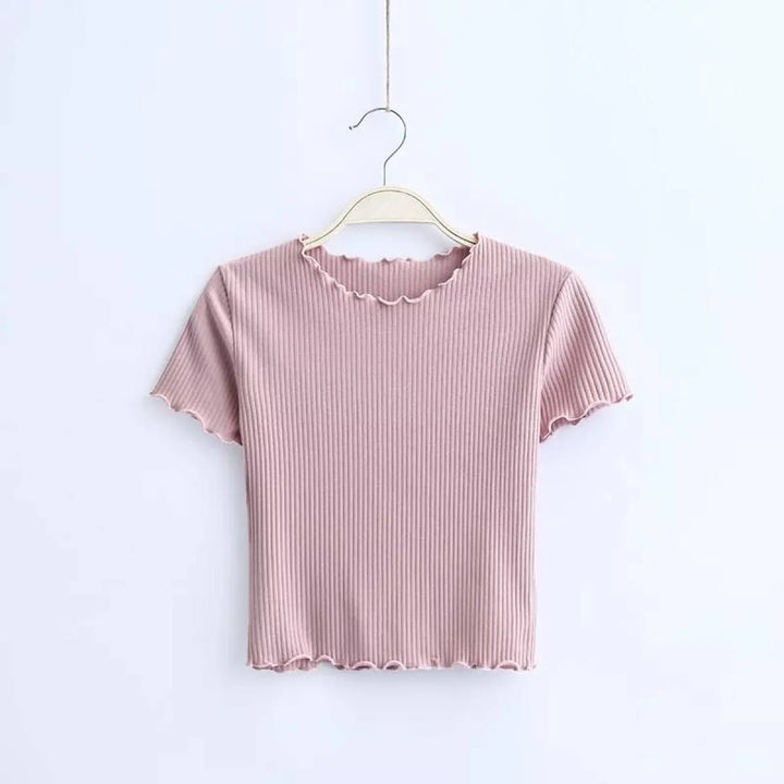 Ruffle Trim Crop Top