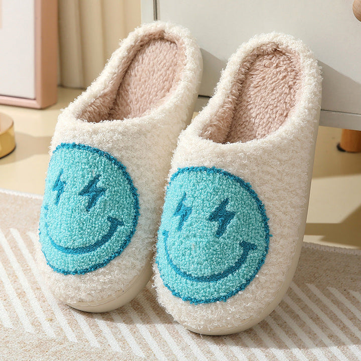 Lightning smiley face cotton slippers indoor home autumn and winter warm slippers