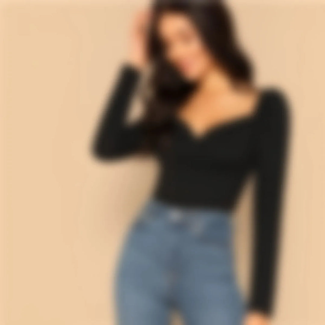 Women's Sexy Black Heart Shaped Top
