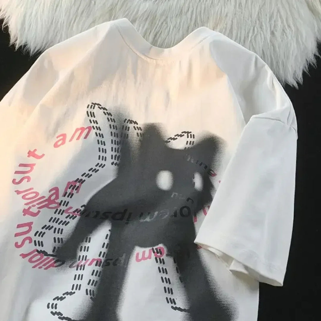 Shadow Feline Illusion Tee – Contemporary Artistic Cat Print