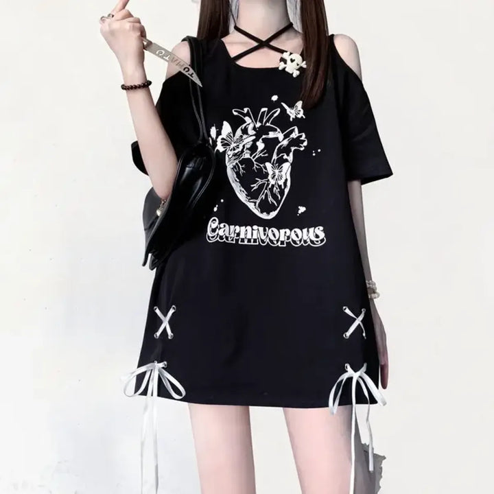 Off Shoulder Bow T-Shirt
