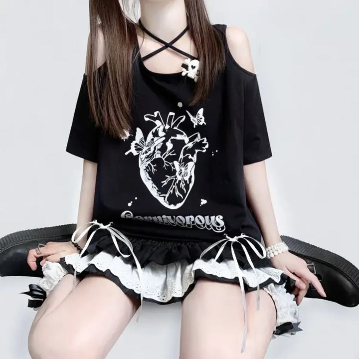 Off Shoulder Bow T-Shirt