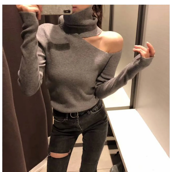 Off Shoulder Knitted Sweater