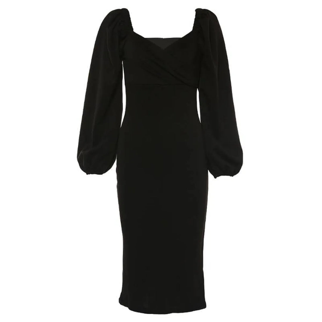 Off Shoulder Lantern Sleeve Dress