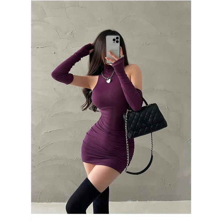 Sleeveless Mini Dress: High Neck Lace-Up
