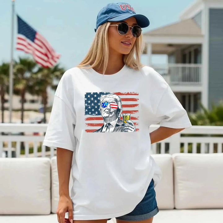 Donald Trump Drinking Party T Shirt Crew Neck Unisex