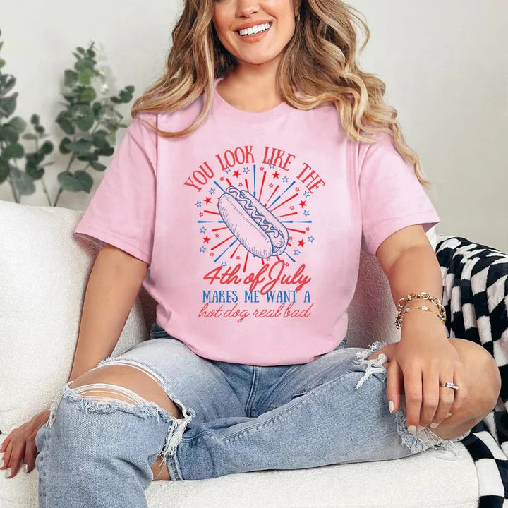 You Look Like the 4th of July Hot Dog Shirt – Funny Independence Day T-Shirt