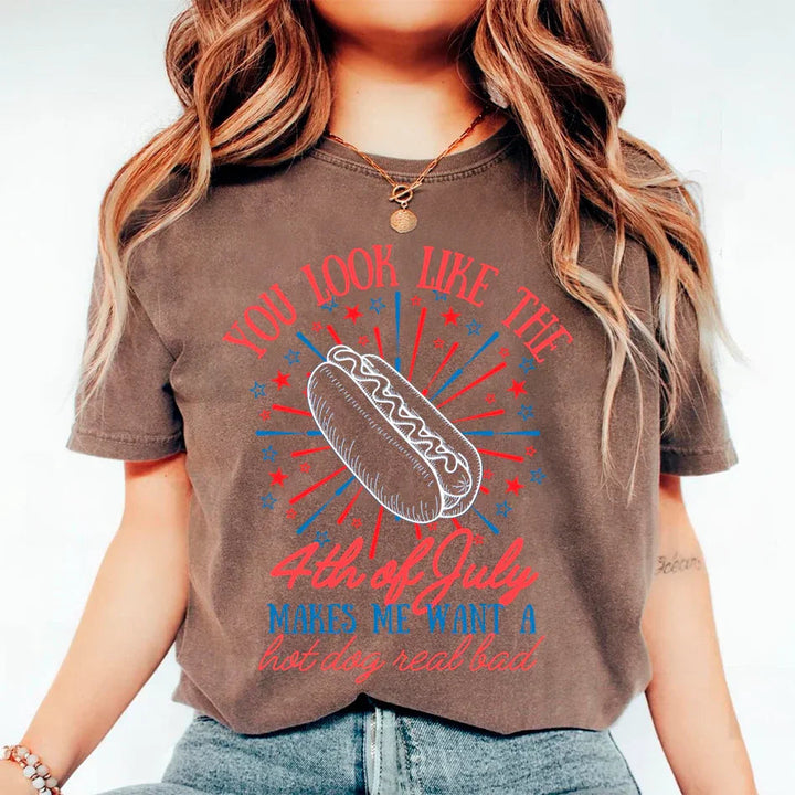You Look Like the 4th of July Hot Dog Shirt – Funny Independence Day T-Shirt