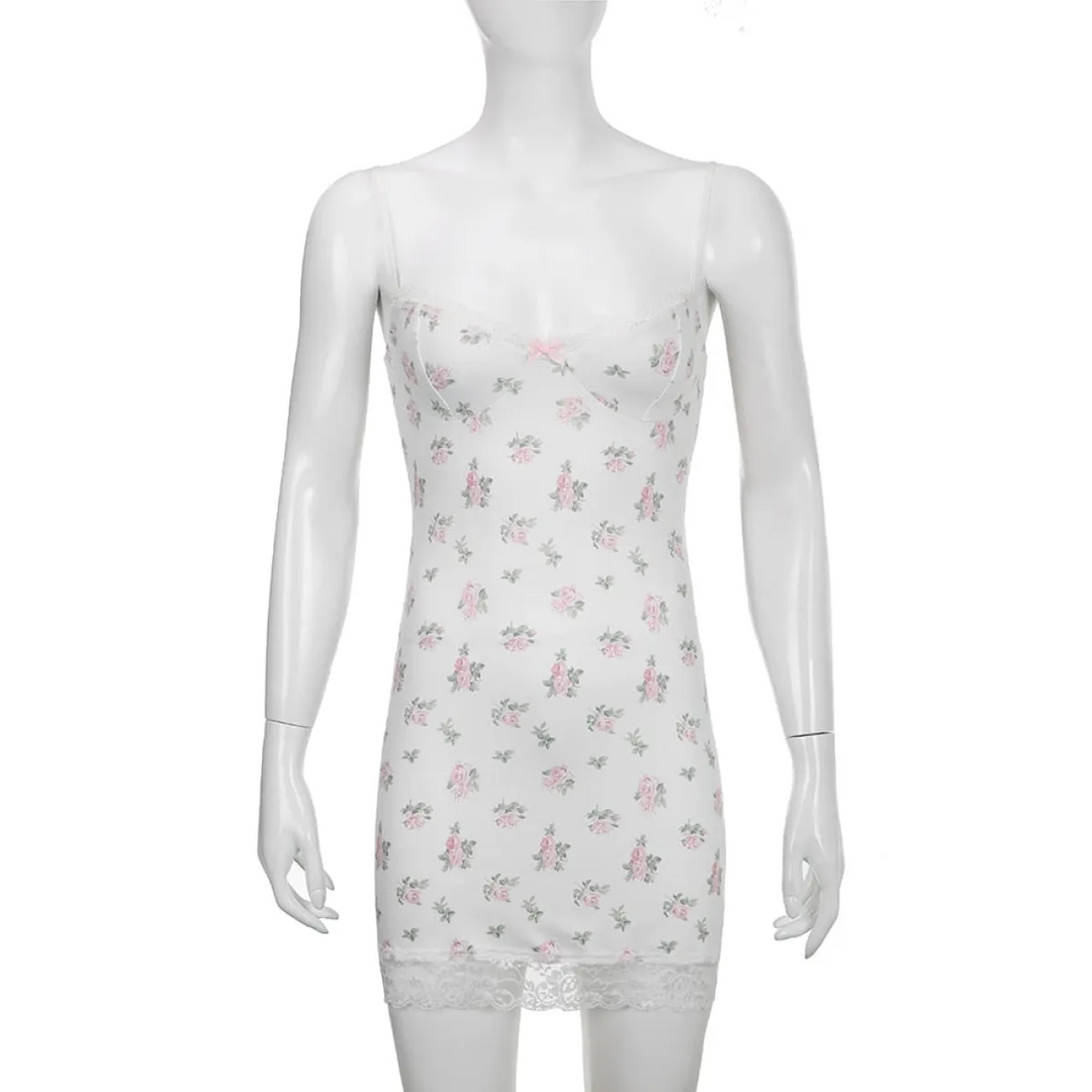 Spaghetti Strap Lace Floral Dress
