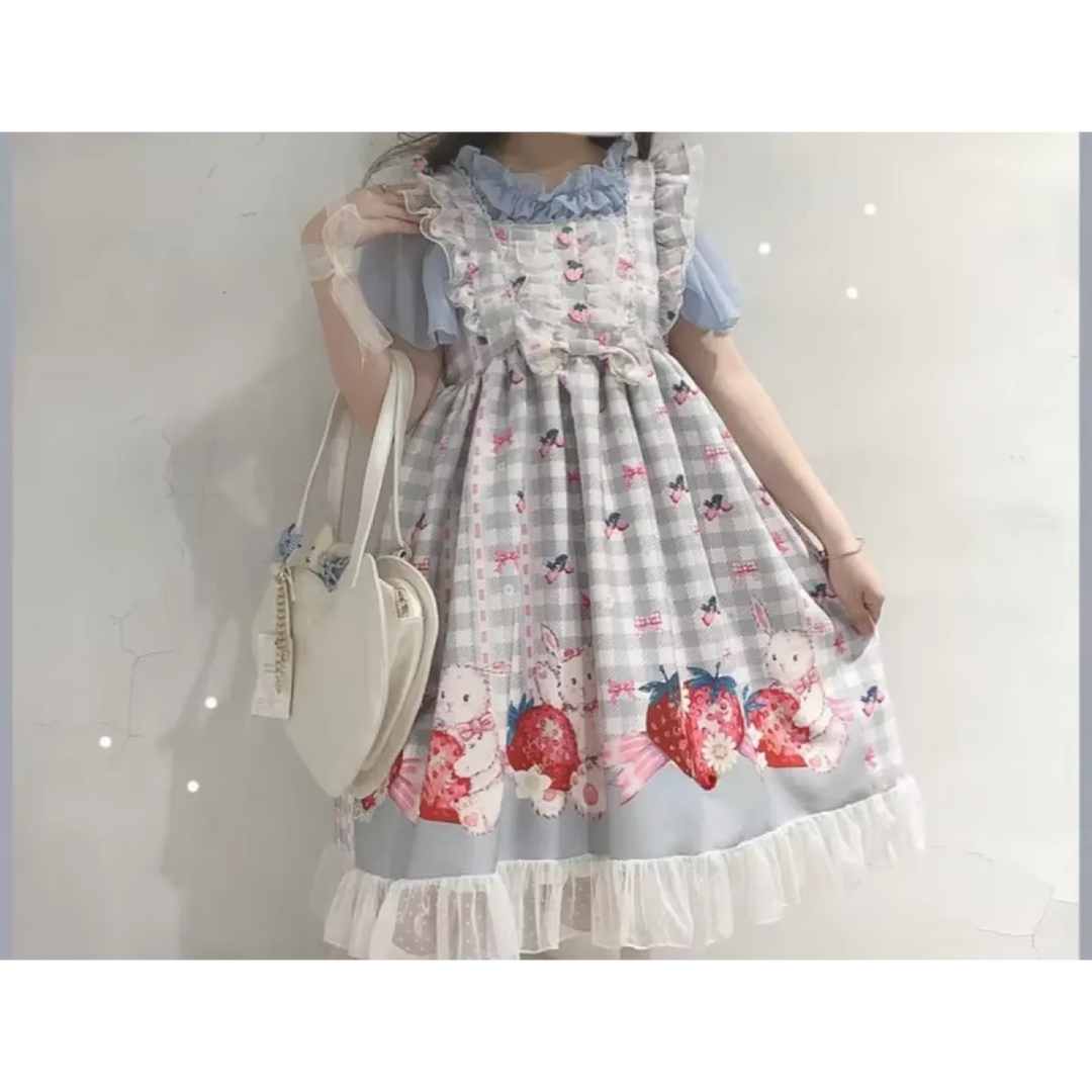 Strawberry Bunny Lolita JSK Dress – Harajuku Cosplay Style
