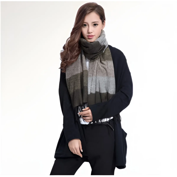 Warm Wide Striped Pashmina Scarf