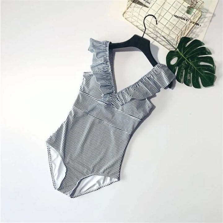 Striped Ruffled Swimsuit