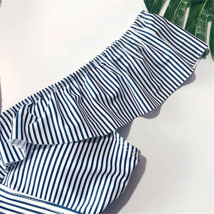 Striped Ruffled Swimsuit