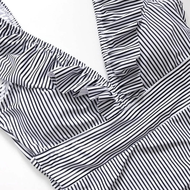 Striped Ruffled Swimsuit