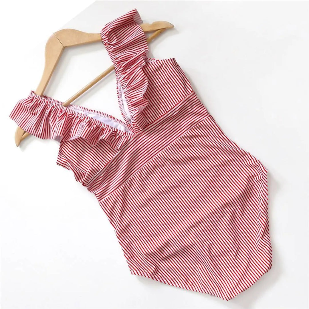Striped Ruffled Swimsuit