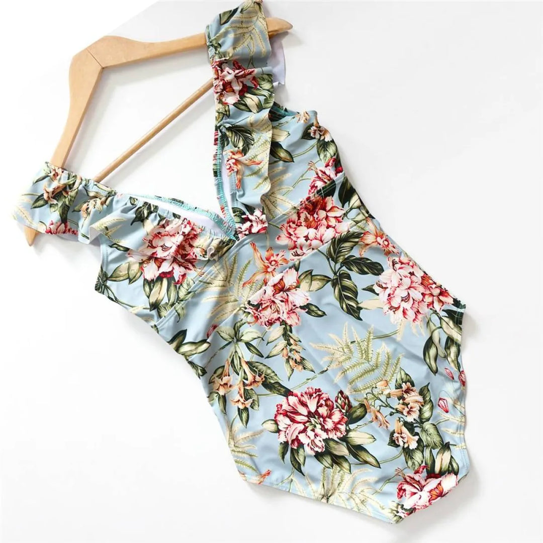 Striped Ruffled Swimsuit