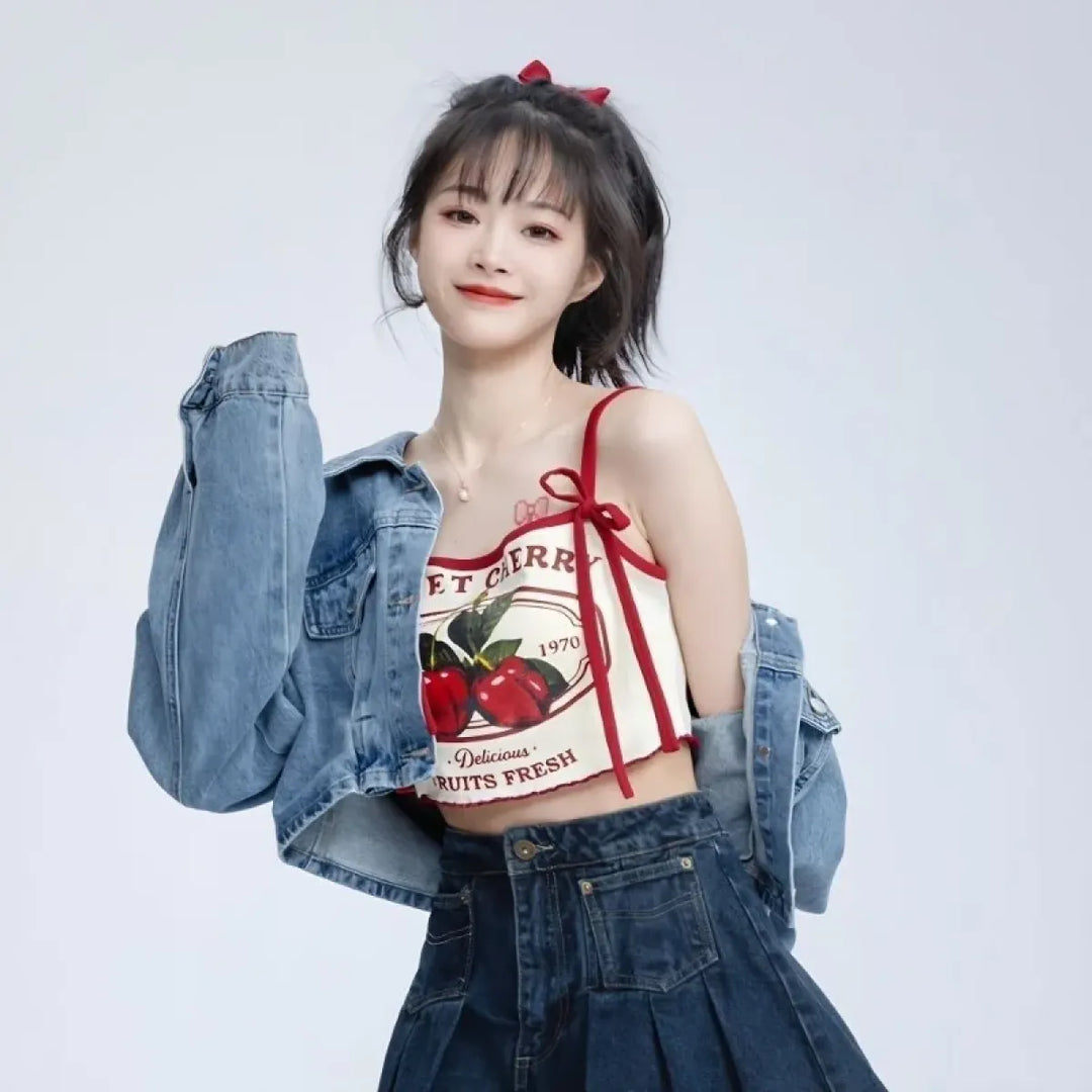 Japanese Sweet Cherry Crop Top