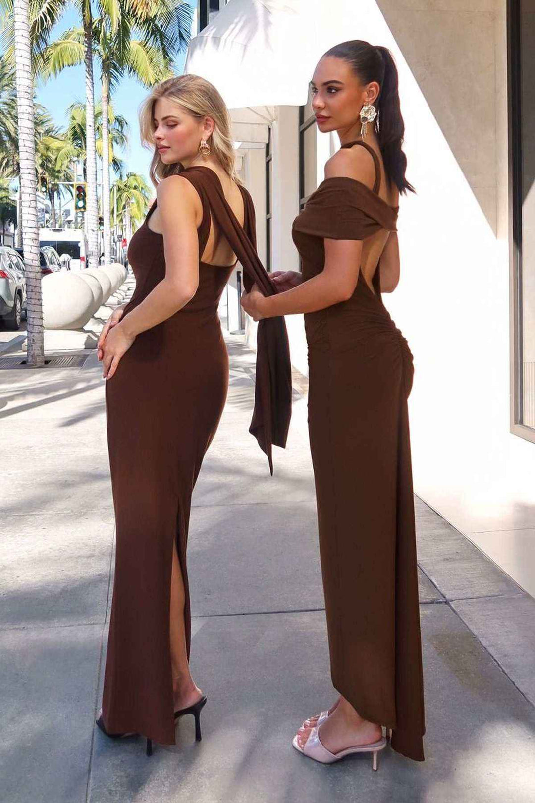 Astee T507 Sophisticated High Neckline Fitted Stretch Evening Dress