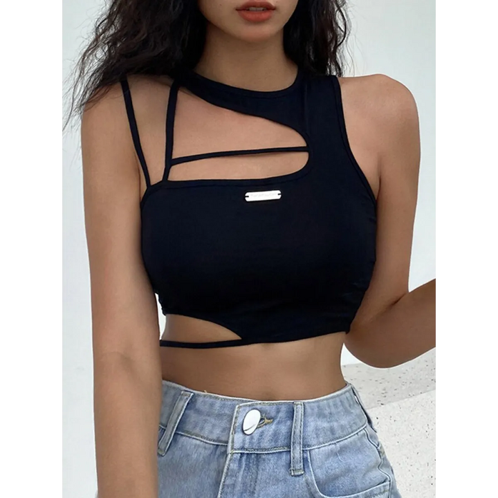 Sexy Hollow Out Techwear Tee