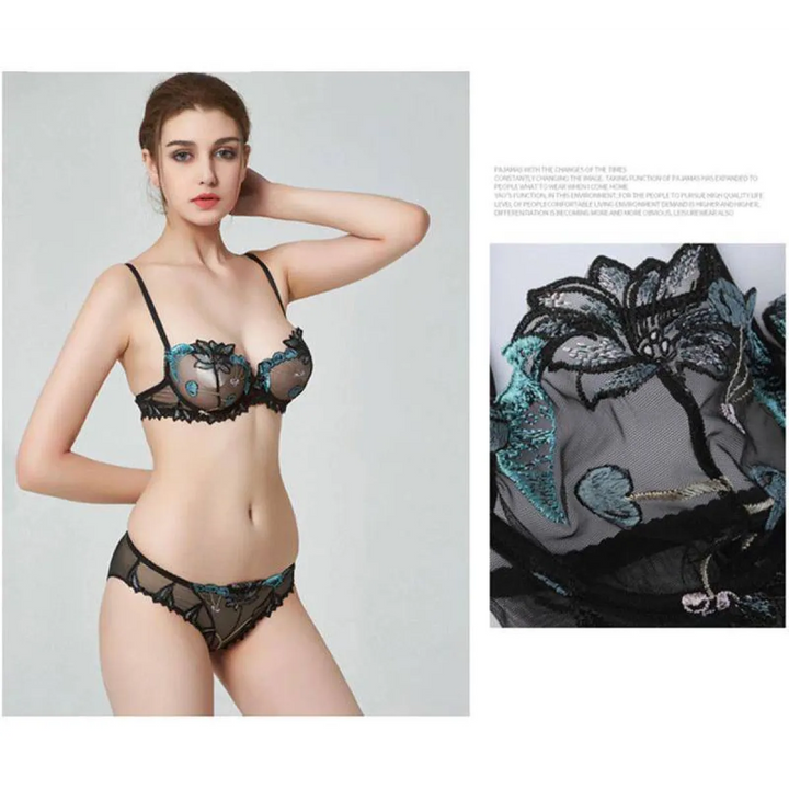Sexy Transparent Flower Lingerie Set