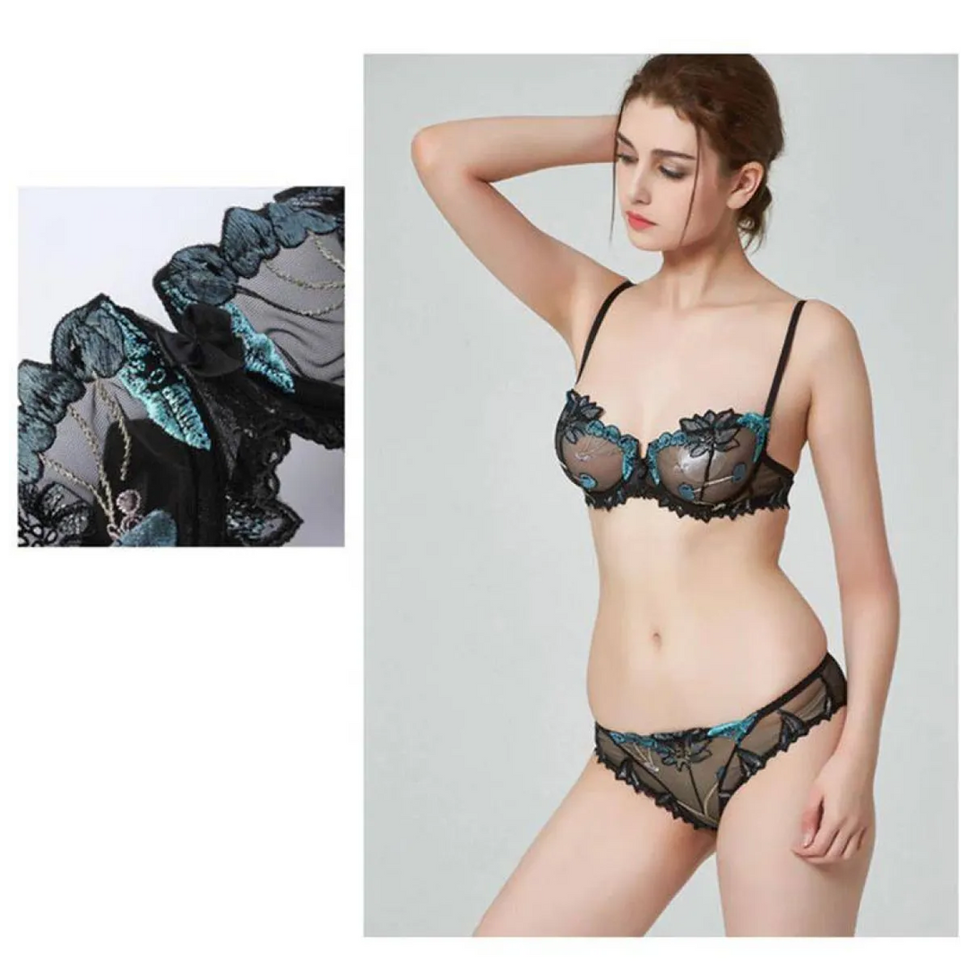 Sexy Transparent Flower Lingerie Set