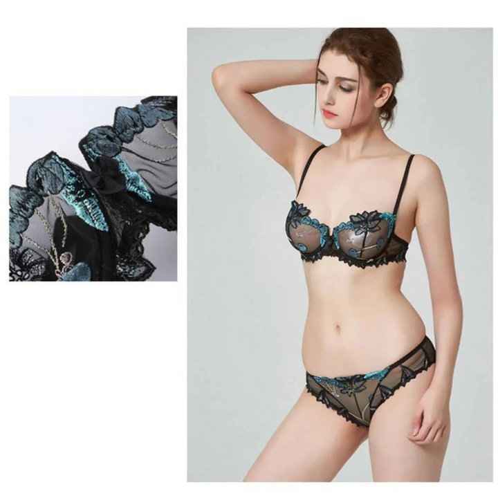 Sexy Transparent Flower Lingerie Set