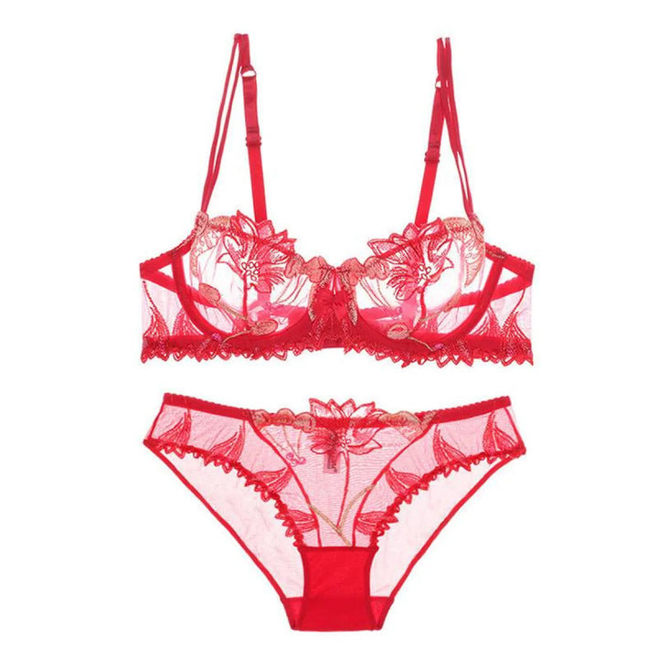 Sexy Transparent Flower Lingerie Set