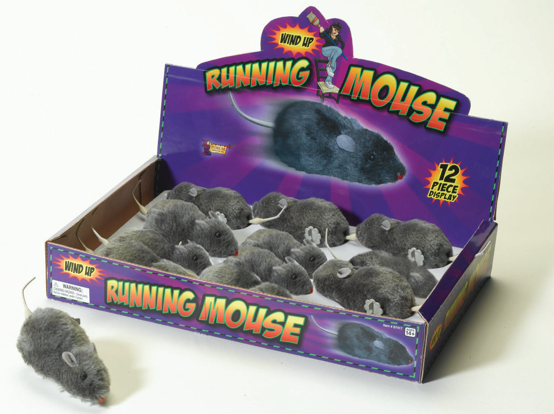 Wind Up Furry Gray Mouse Toy Prop