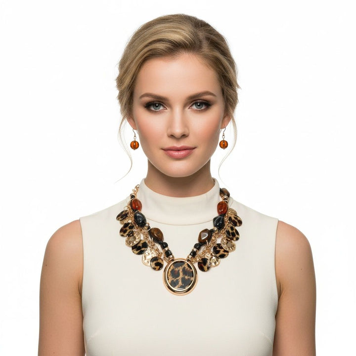 Pendant Global Artisan Leopard Gold Disc Necklace