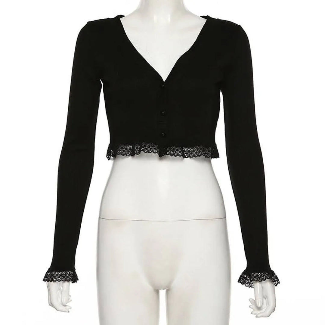 Vintage Gothic Lace Black Cardigan
